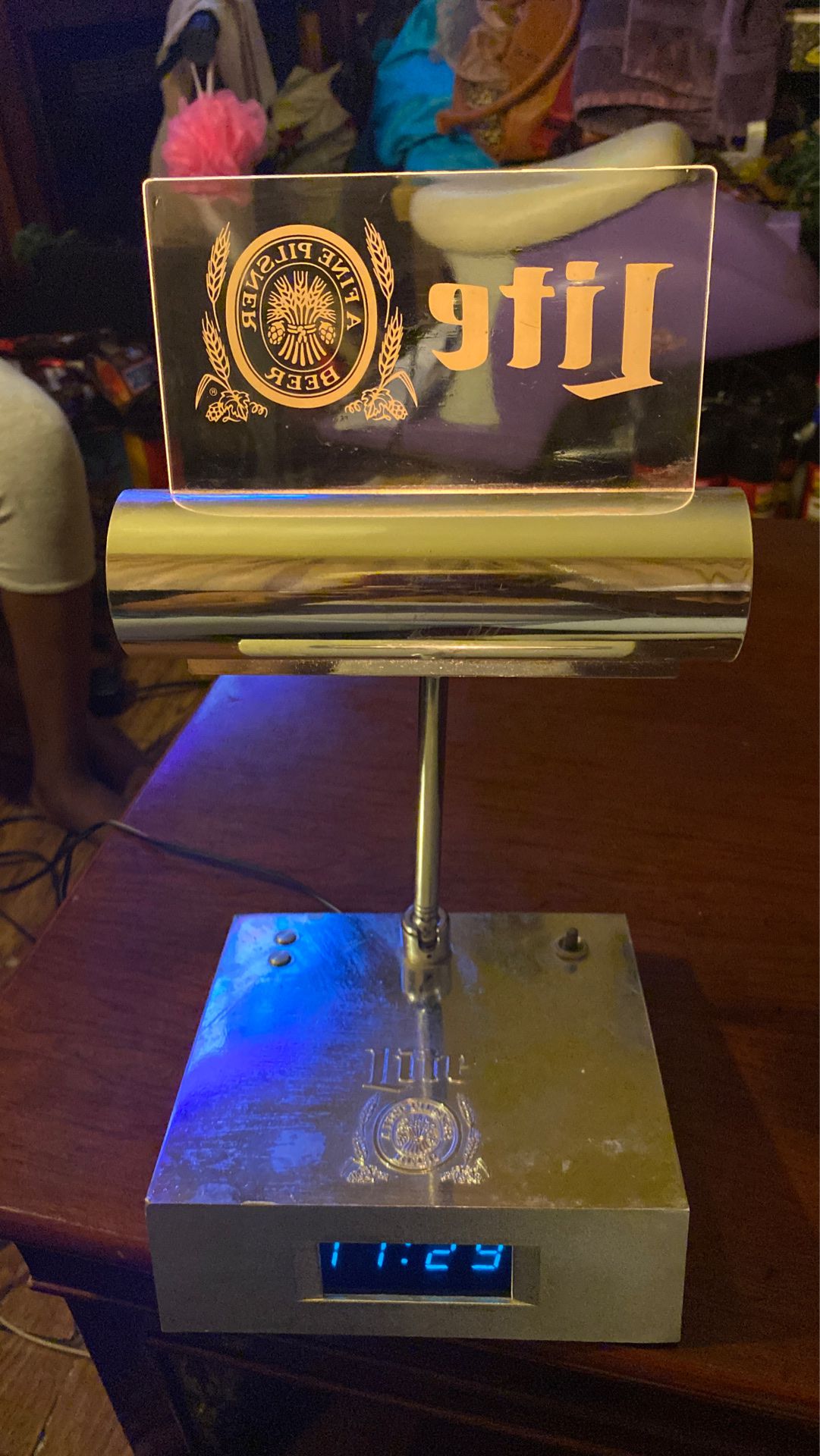 Vintage miler lite Pilsner beer digital clock with light