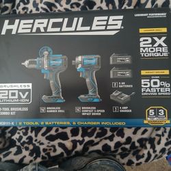 HERCULES 20V Brushless Cordless Hammer Drill and Impact Driver 2-Tool Combo Kit with (2) 5 Ah Batteries and Charger