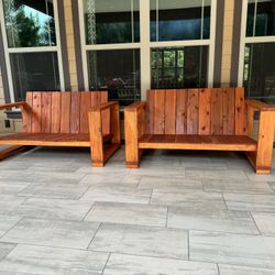 Cedar Love Seat Solid Wood Outdoor Furniture 