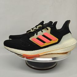 Size 12 US Adidas Ultraboost 22 running shoe "Black Flash Orange"