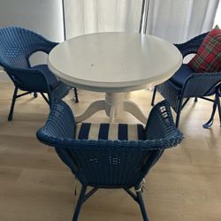 Table And 3 Rattan Chairs