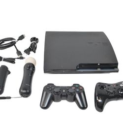 PS3- Playstation 3 Slim Console With Cables/Remotes (read)