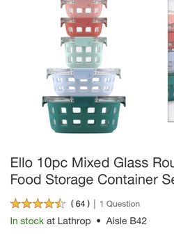Ello DuraGlass 10-pc. Mixed Food Storage Set