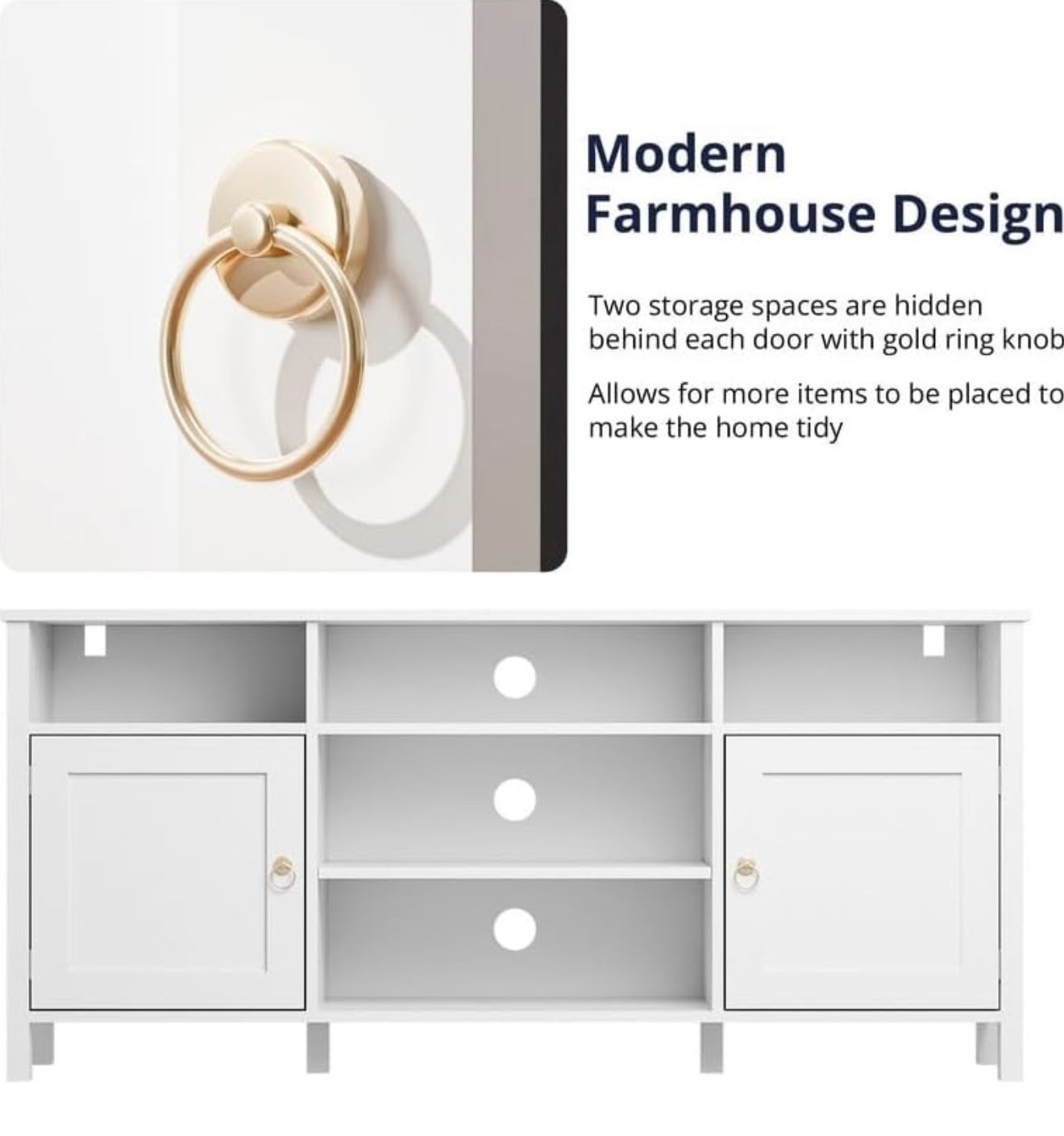 Black  & White Modern 55” Tv Stand 