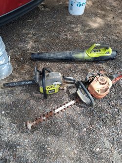 Chain Saw  Trimmer and a blower