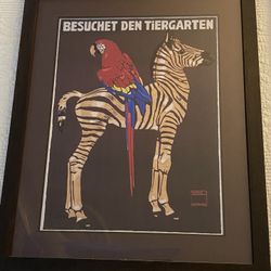 Commercial Advert Zoo Zebra Parrot Germany Vintage Poster Print