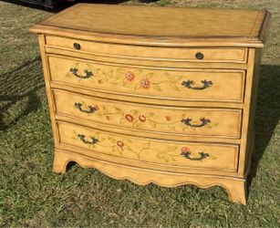 Hand-Painted French Country Accent Chest / 3-Drawer Dresser with Pull-Out Tray