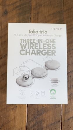 TYLT Folio Trio 3-in-1 MagSafe Wireless Charger 15W iPhone AirPods Watch White