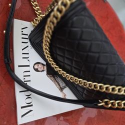 Black Quilted Leather Shoulder Bag