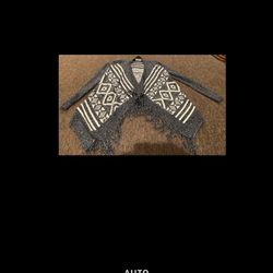 EUC! Hollister Cardigan Open Sweater Knit Draped Top Tassel Cape Women’s Small