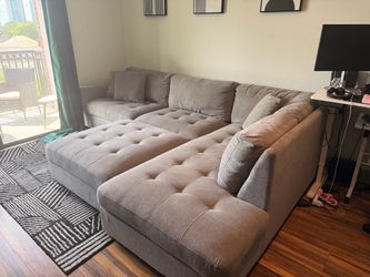 Grey Sectional with Ottoman