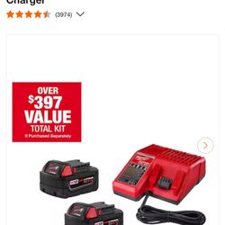 MILWAUKEE 2 BATTERY AND CHARGER KIT