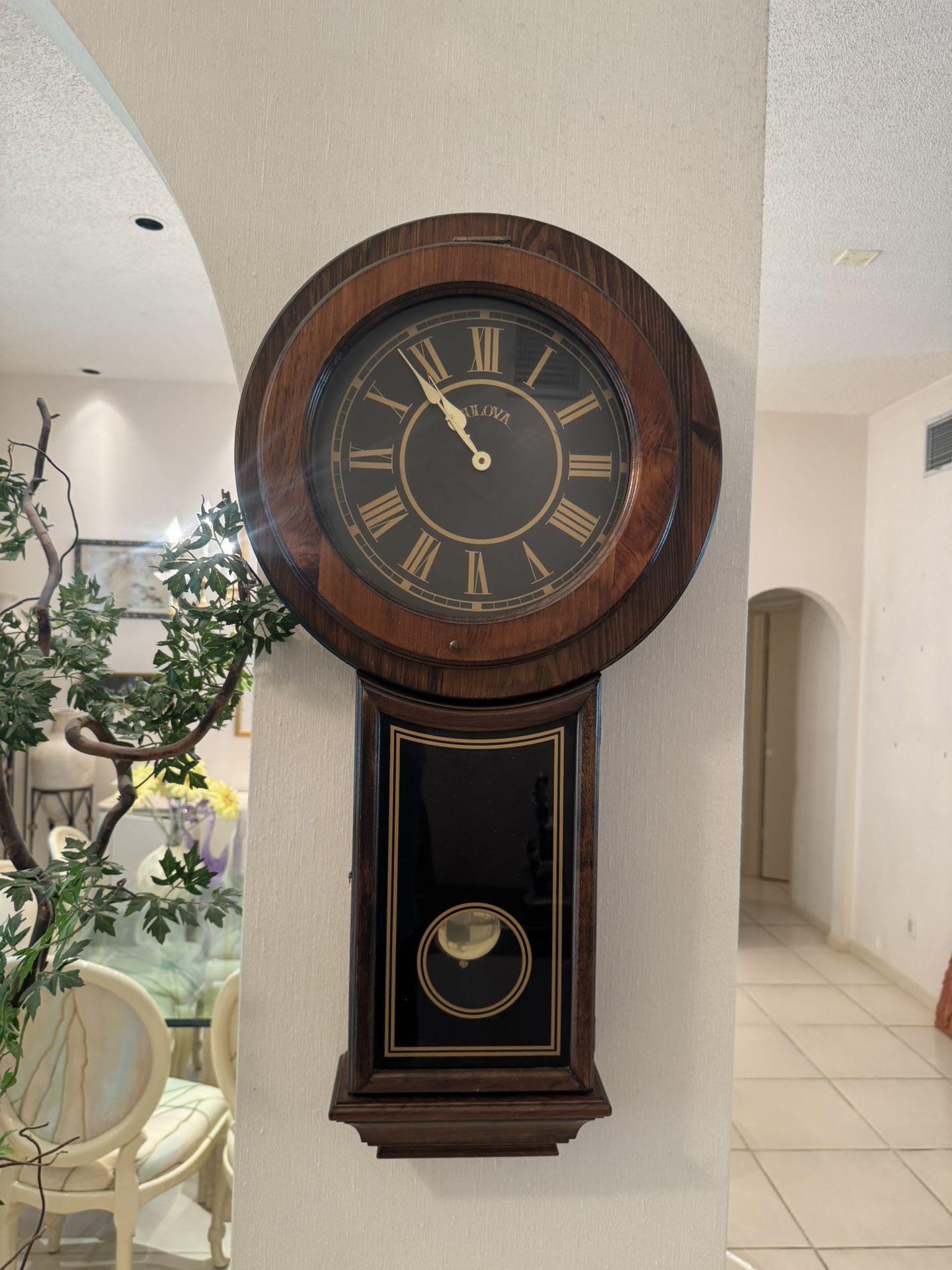 Bulova Wall Grandfather Clock - Excellent Condition- Originally $395