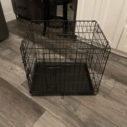 Dog crate with removable tray with two entries side and front