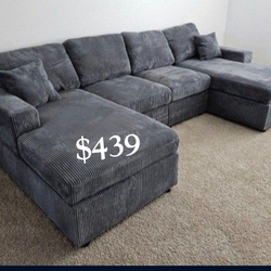 U shaped sectional sofa dark grey new