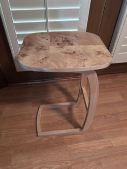 Burl Wood Top C-Shape Side Table