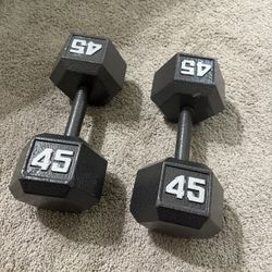 45 lb Hex Dumbbells – Pair (90 lbs Total)