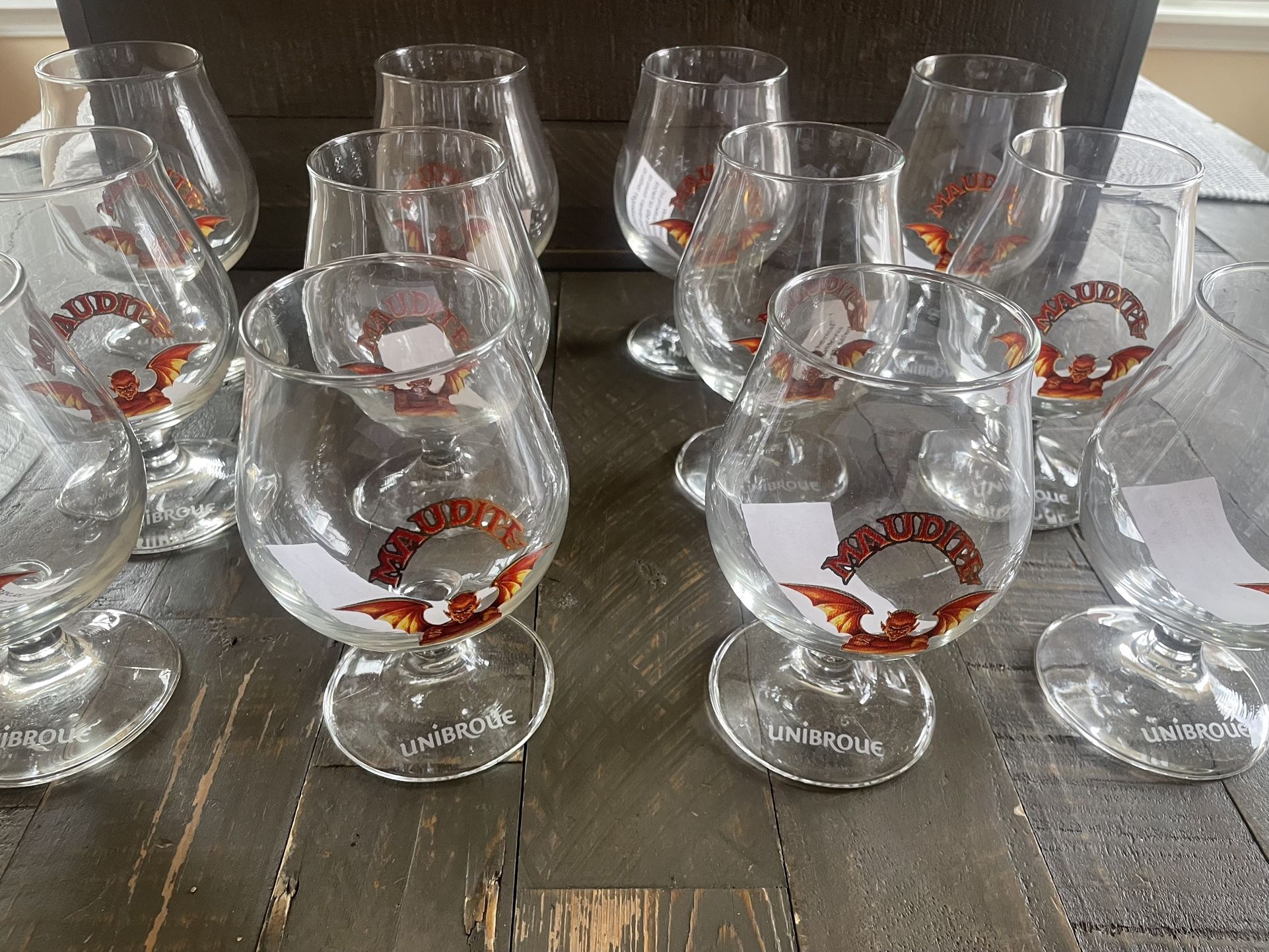 NEW - Rare - Set Of 12 Moudite Unibroue Beer Tulip Goblet Glass With Original Shipping Box