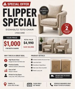 🔥 2 BRAND NEW DESIGNER CHAIRS – $700 FOR BOTH