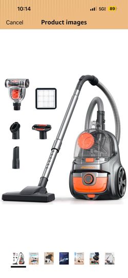 Aspiron Canister Vacuum Cleaner, 30Kpa Bagless Vacuum Cleaners, 3.7QT Large Dust Cup