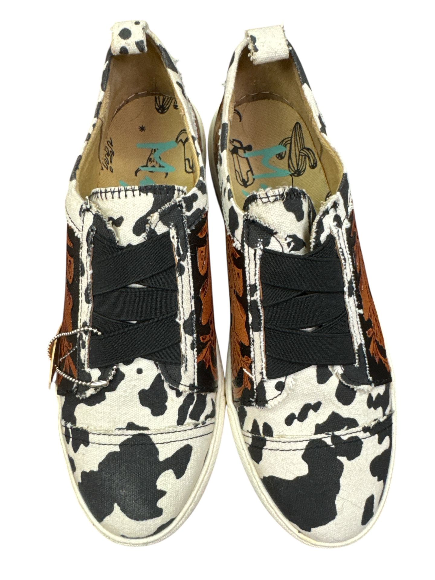 New Myra Womens Size 8 Limited Edition Cowprint Leather Handtooling Sneaker