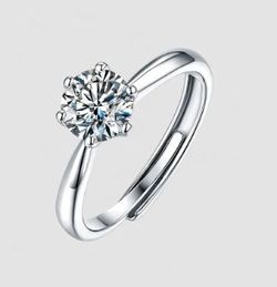1-Carat Moissanite Solitaire Ring-Silver Tone Setting(SEND OFFERS)