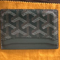 Goyard Saint Sulpice Card Holder Wallet Chevron Green Vert Full Set Box Tags