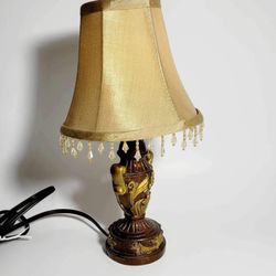 Vintage Rare Mid Century  Retro Design Antique Unique Table Lamp With Shade 11”