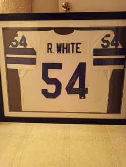 Ronnie white sign framed multiple inscriptions, Jersey with J S.A. letter of authenticity.