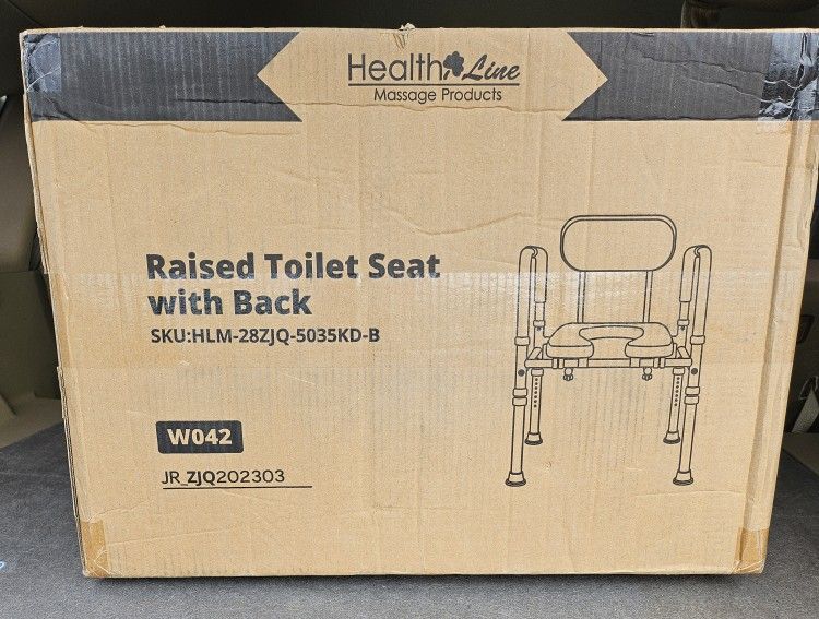 New Healthline Raised Toilet Seat With Back And Handles