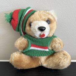 Ansehl Teddy Bear Stuffed Animal Shredded Clippings Christmas Winter Vintage