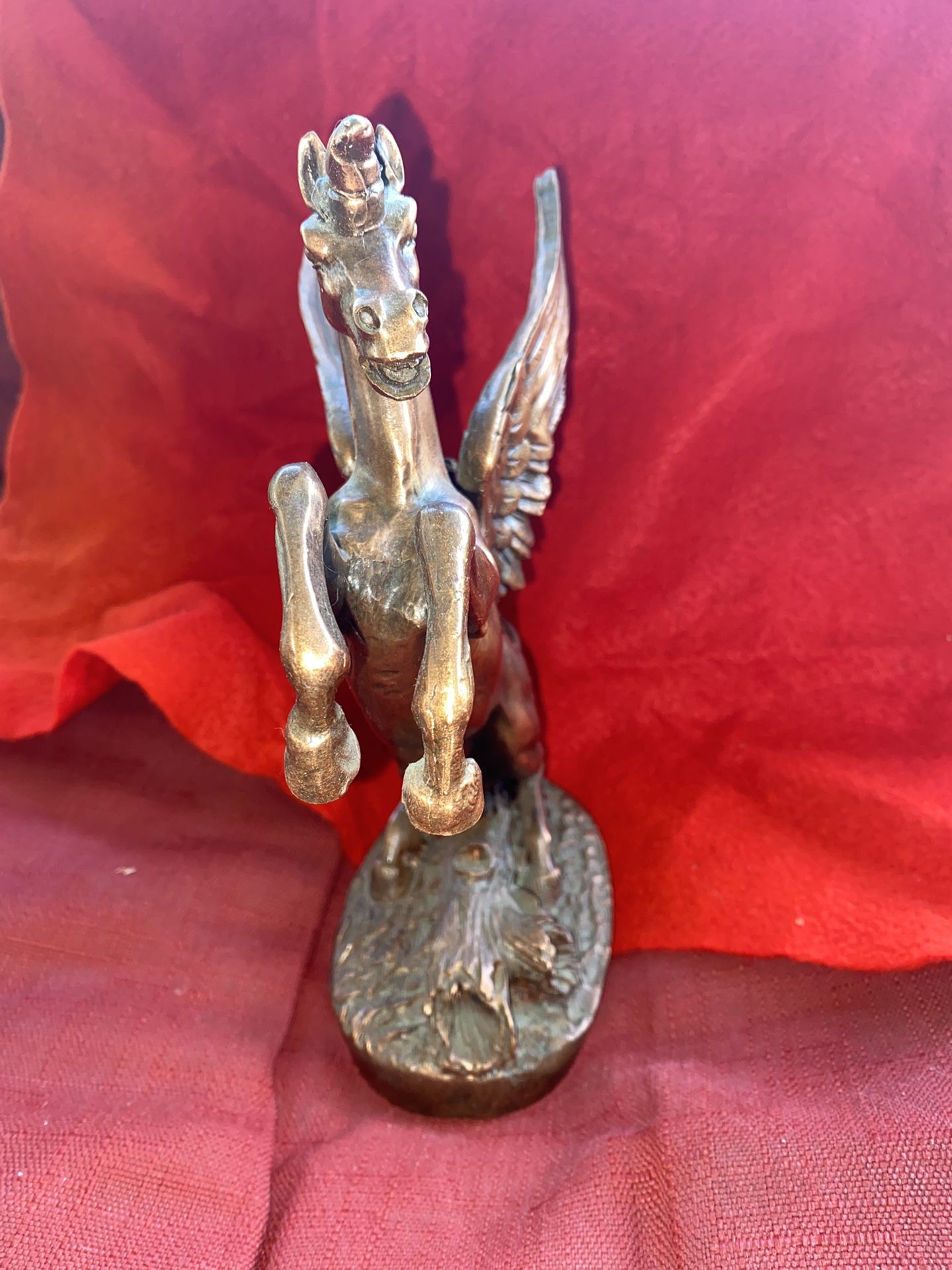 8.5 Inch Copper Plated Alabaster Greek Pegasus Statue Imported From Greece (Read Description)