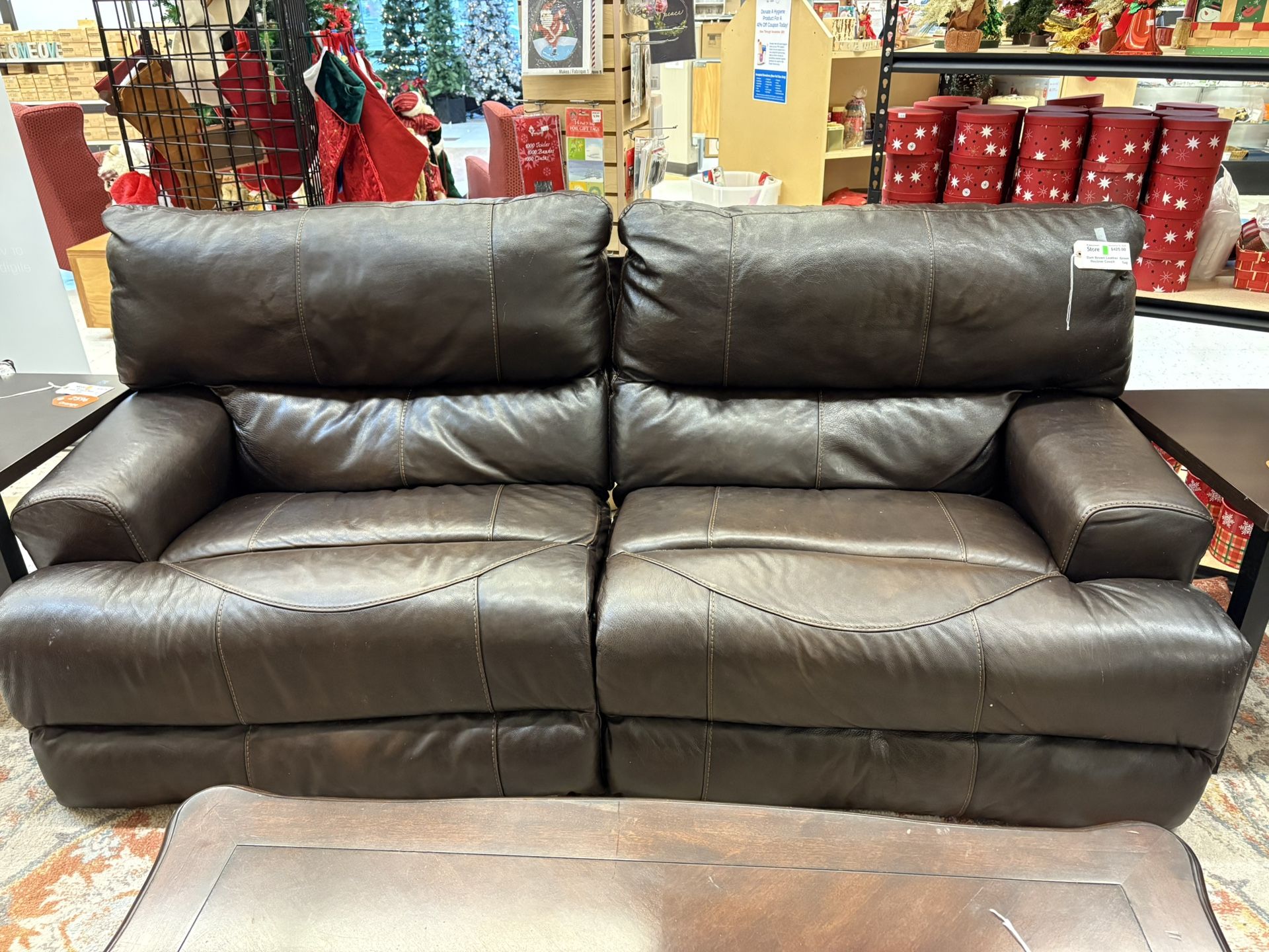 Dark Brown Leather Reclining Couch