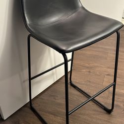 Black Leather Barstool 
