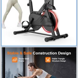 Stationary Bike, Spin Bike with 32 Levels of Adjustable Magnetic, Exercise Bike for Home with Exclusive App, Low Noise Indoor Bike, Cycling Bike with 