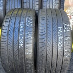 2 USED TIRES 235/45ZR18 HANKOOK KINERGY GT  w/80% Thread  Both Installed and Balanced $120 ($60 each) 