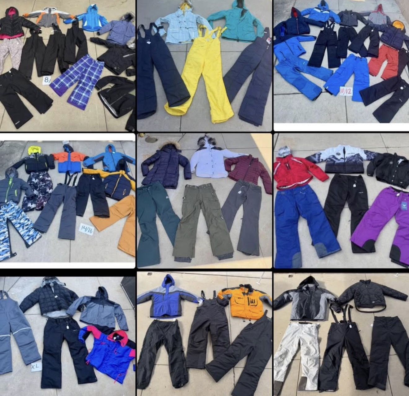 Huge Selection Of Snow Clothes For The Whole Family! Winter Pants Jackets & Bibs For Snow! Adults &.kids. ALL SIZES!