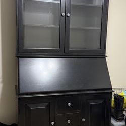 Pottery Barn Graham Secretary desk with hutch in a black finish