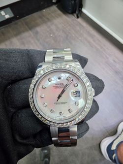 Rolex DateJust . Stainless-steel 116300 .face mother of pearl .  41mm Automatic watch daimond
