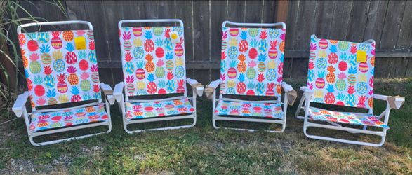 Summer Outdoor Chairs Adjustable Beach Lawn Set of 4 NEW