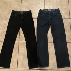 x2 Boys Vans Blue & Black Jeans Pants Size 18 