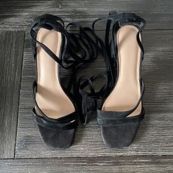 Lace-up block heel sandals