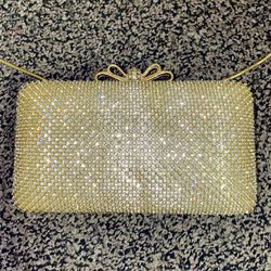 Dexmay Bling Crystal Gold Bag Rhinestones Clutch Or Shoulder