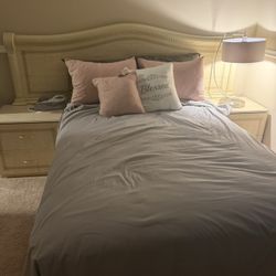 9 Piece Italian Bedroom Set – 2 Decor Items, Full Bed, Dresser w/ Mirror, 2 Nightstand & Armoire (Elegant)