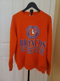 Vintage Retro Style Denver Broncos Orange Crewneck Sweatshirt - Logo 7 Graphics Size Large