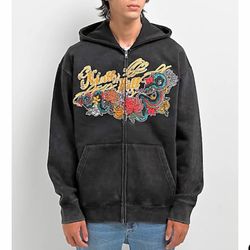 NWT New Men M Zumiez Ninth Hall Big Moves Hoodie Embroidered Knit Jacket Snake