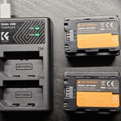 K&F Concept NP-FZ100 Batteries And Dual Slot Charger For Sony