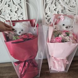 Teddy Bear With Rose Bouquet