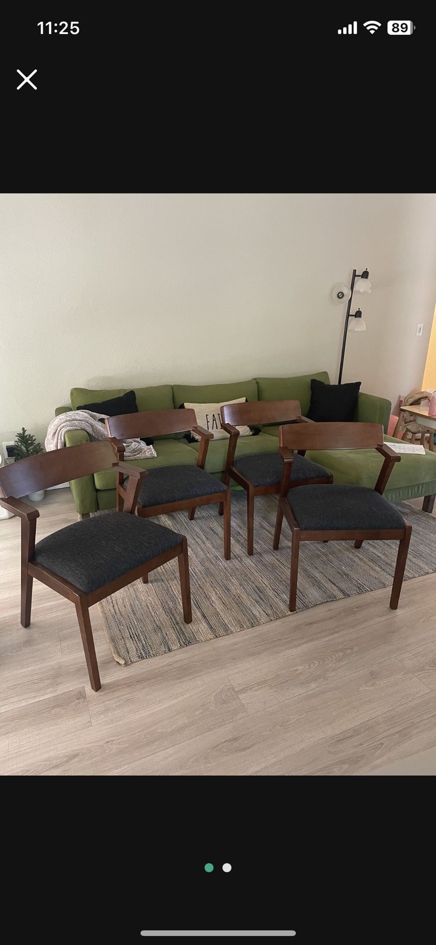 Walnut Chairs With Free Rug - 4 Dinning Chairs 