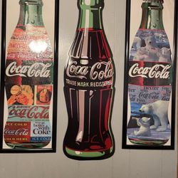 Coke Tin  And 2 Framed Puzzles  36” Tall